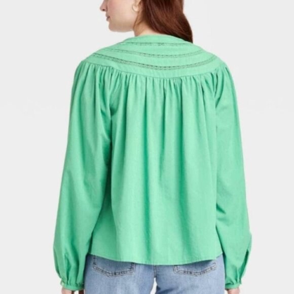 UNIVERSAL THREAD WOMEN'S GREEN LONG SLEEVE BLOUSE SIZE LARGE BRAND NEW - Picture 8 of 8